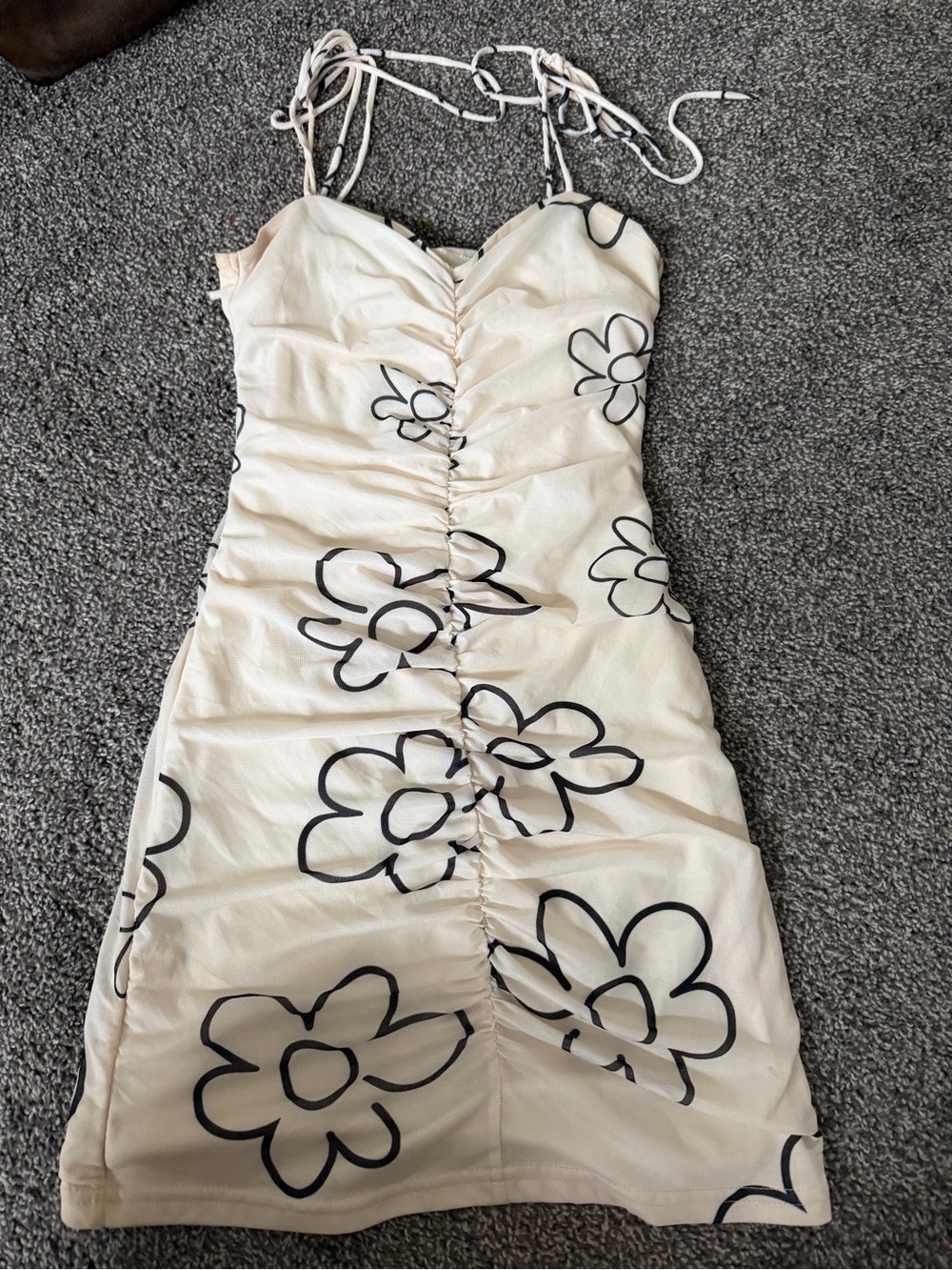 Princess Polly Cream Mini Dress with Black Floral Print